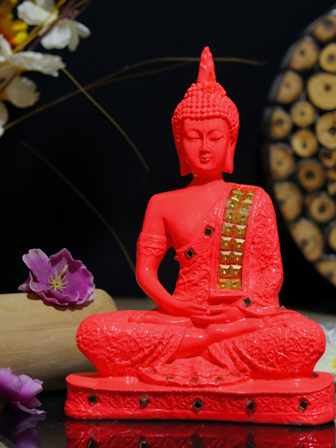 

GW CREATIONS Red & Gold-Toned Buddha Figurine Small Showpiece