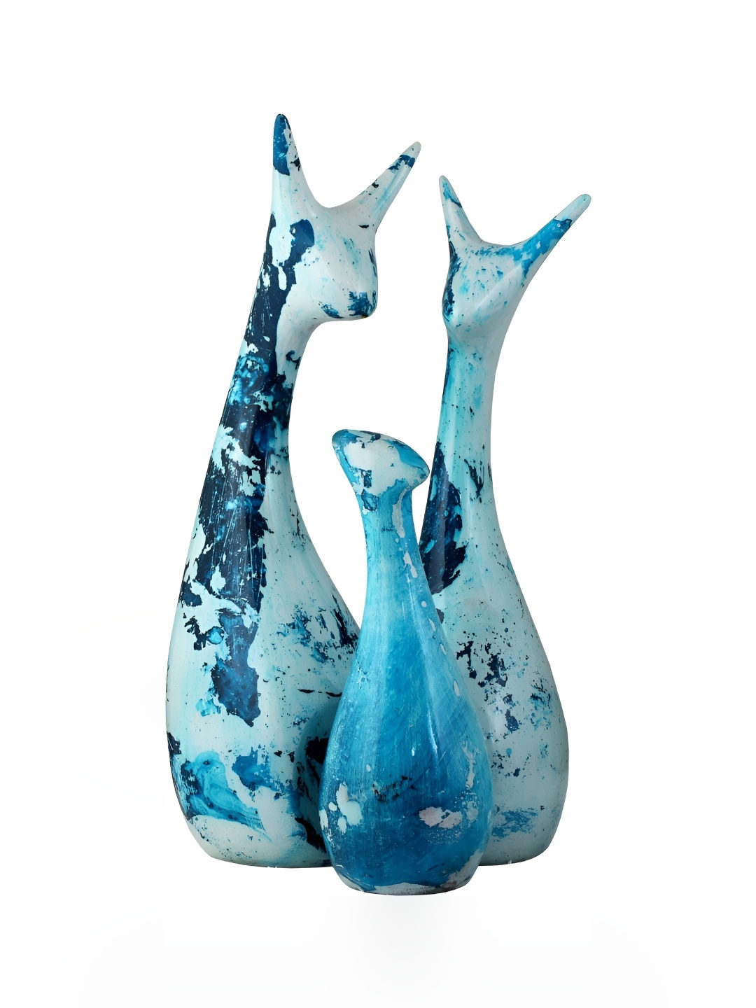 

GW CREATIONS Blue 3 Pieces Birds and Animals Figurine Showpieces