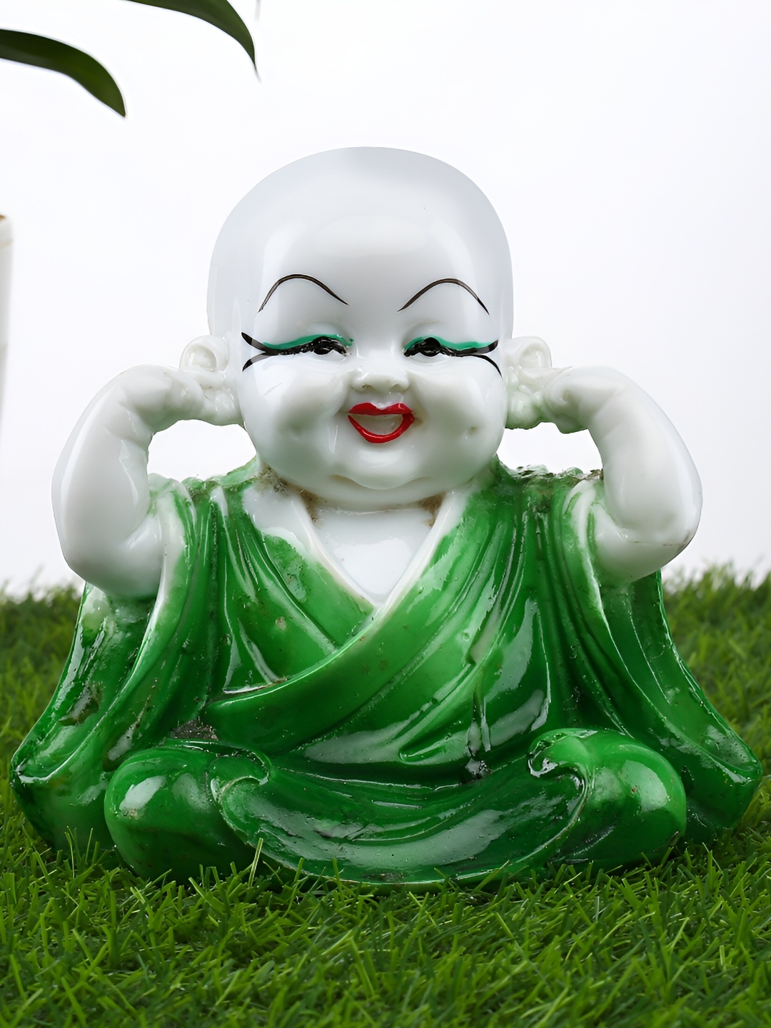 

GW CREATIONS Green & White Small Buddha Figurine Showpiece