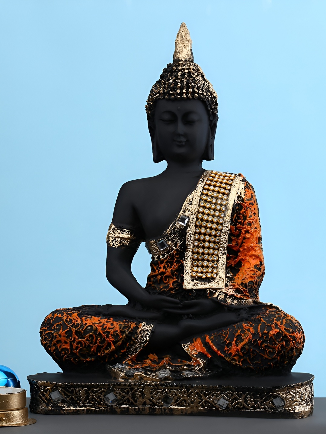 

GW CREATIONS Orange Buddha Showpiece