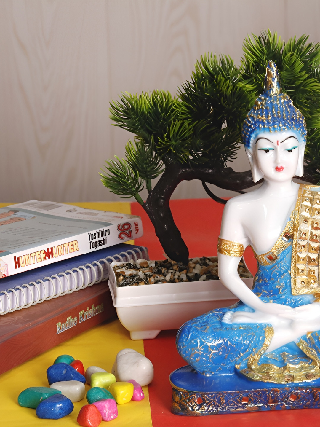 

GW CREATIONS Blue & White Tiny Buddha Figurine Showpiece