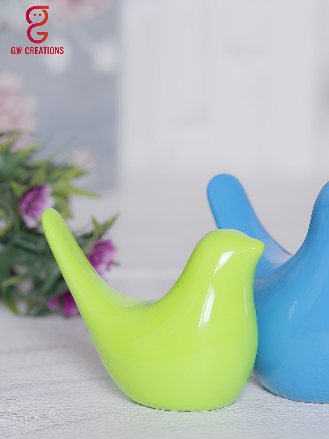 

GW CREATIONS Blue & Green 2 Pieces Birds and Animals Figurine Showpieces
