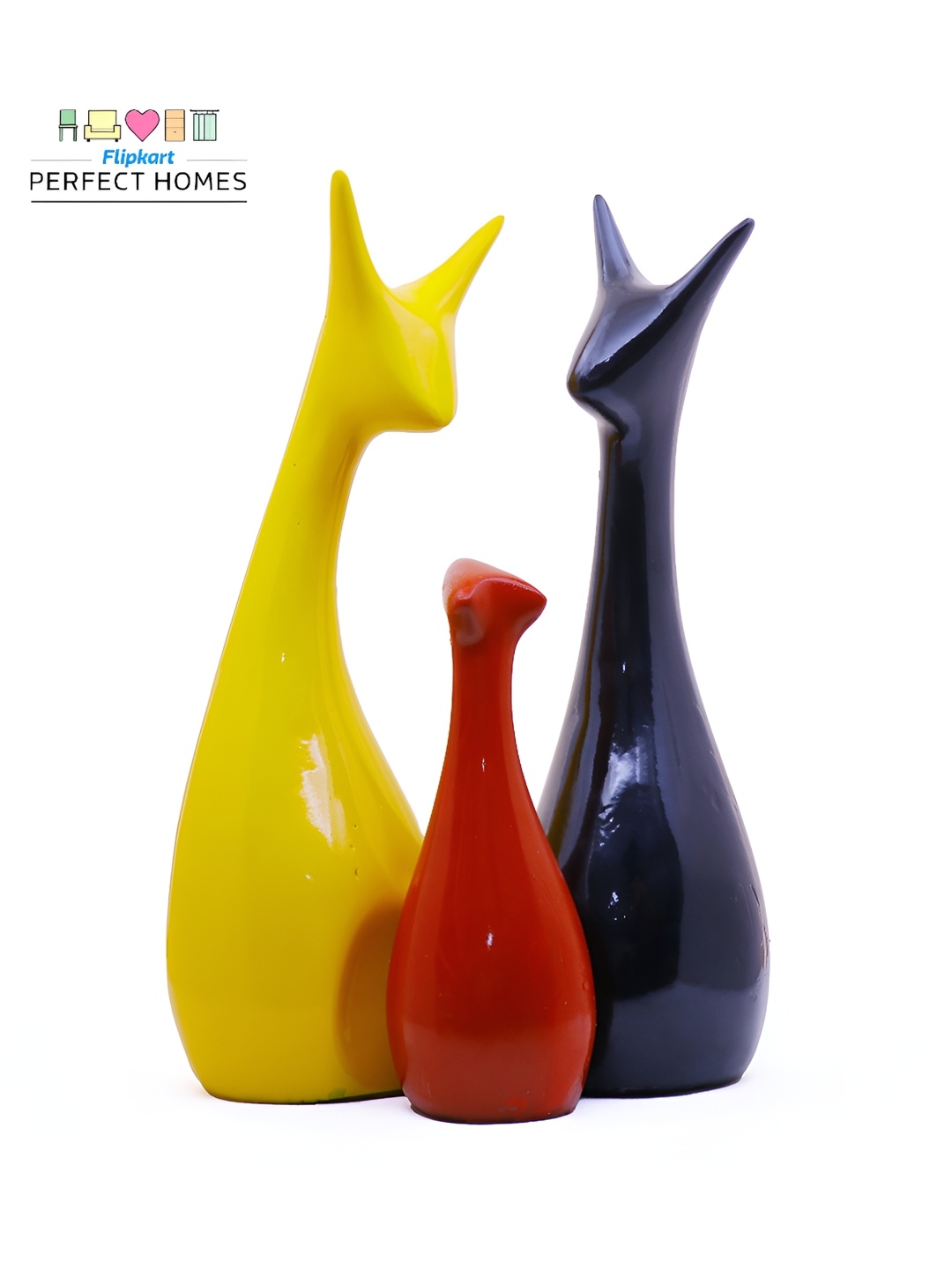 

GW CREATIONS Yellow 3 Pieces Fengshui Figurine Showpiece
