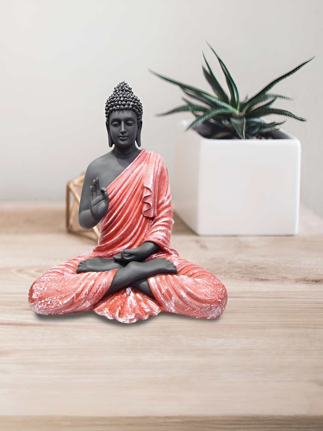 

GW CREATIONS Black & Peach Buddha Idol Showpiece