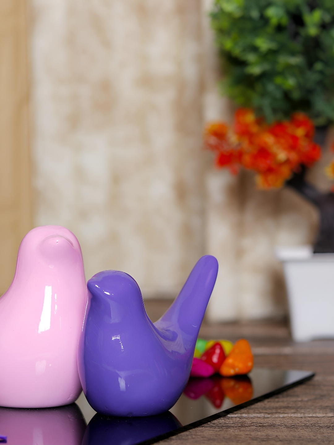

GW CREATIONS Purple & Pink Birds And Animals Figurine Small Showpiece