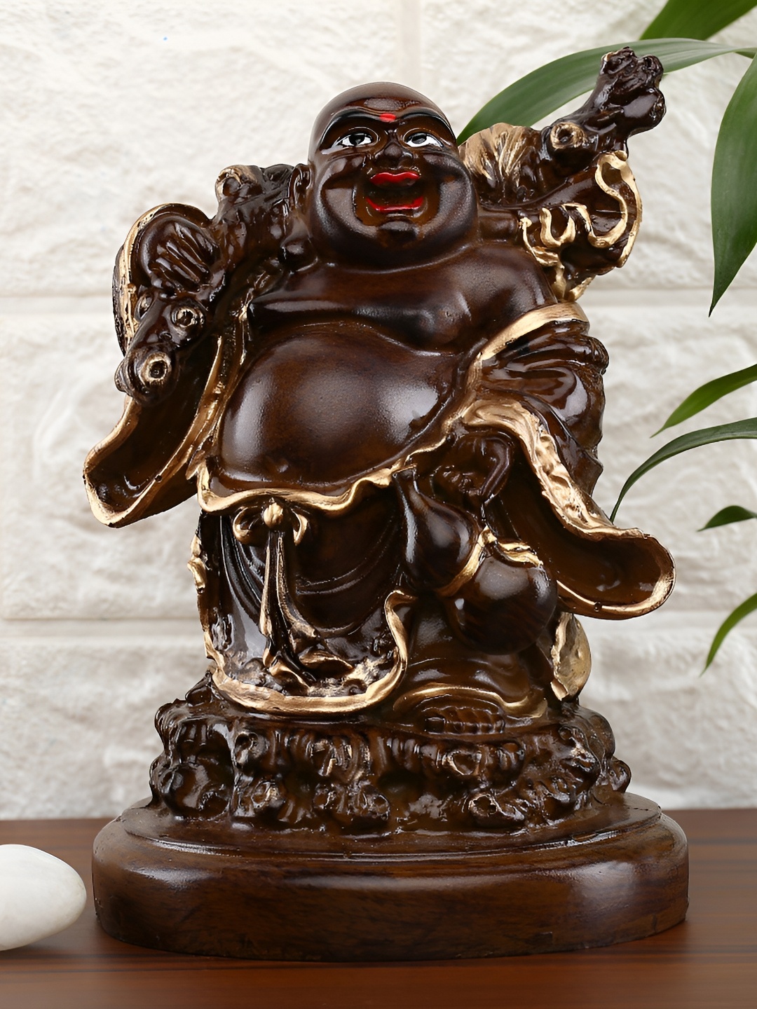 

GW CREATIONS Brown & Gold Toned Buddha Idol Showpiece