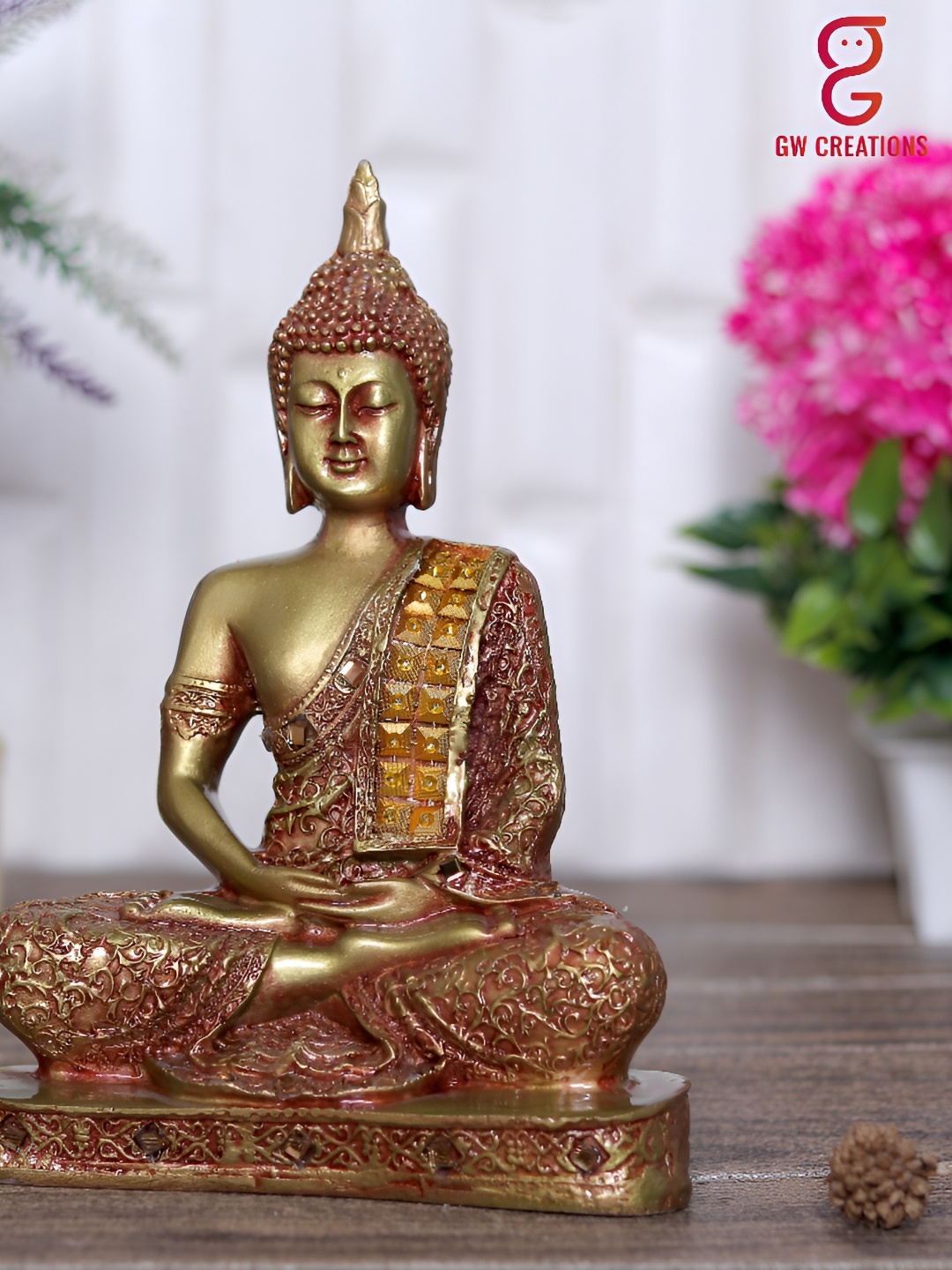 

GW CREATIONS Gold-Toned Buddha Figurine Showpiece