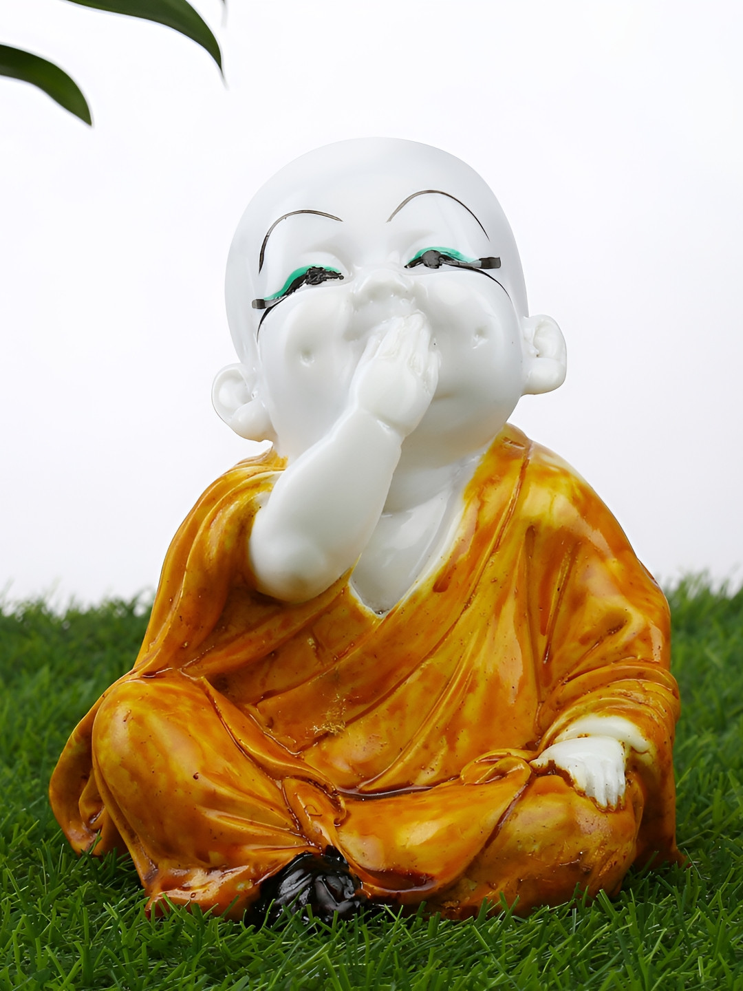

GW CREATIONS Yellow Small Buddha Marble Figurine Showpiece