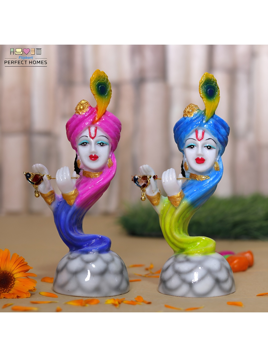 

GW CREATIONS Pink & Blue 2 Pieces Figurine Showpieces