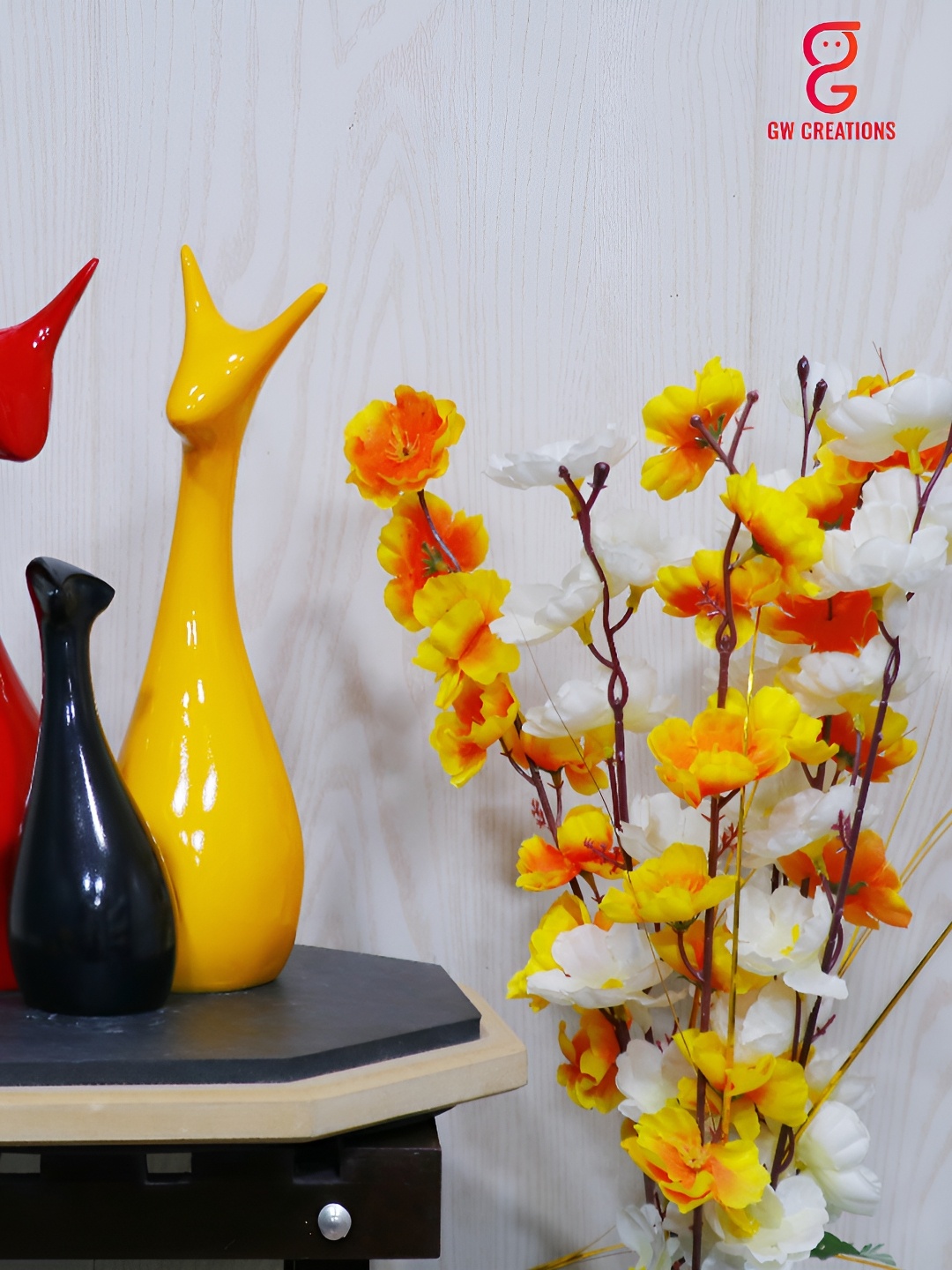 

GW CREATIONS Red & Yellow Birds And Animals Figurine Showpiece