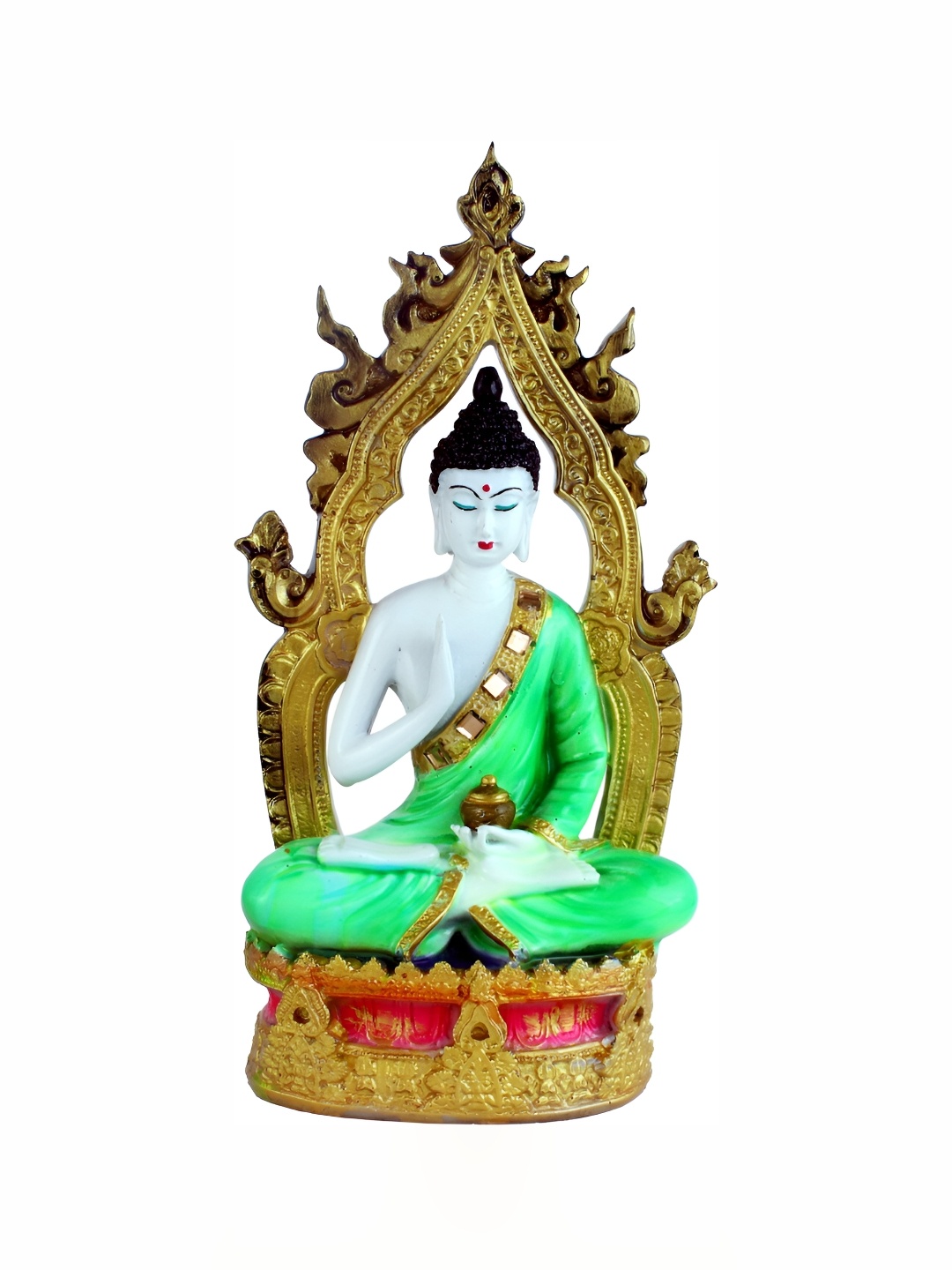 

GW CREATIONS Green & Gold Toned Buddha Idol Showpiece