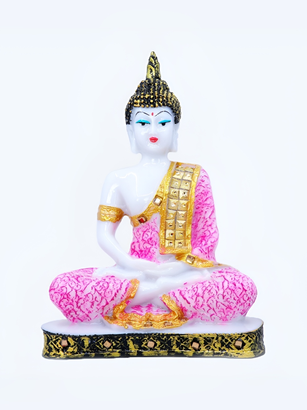 

GW CREATIONS White & Pink Textured Buddha Idol Showpiece