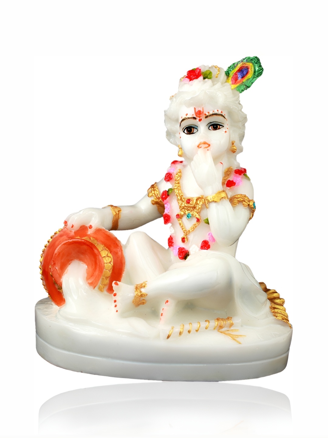 

GW CREATIONS White & Orange Marble Religious Figurine Showpiece