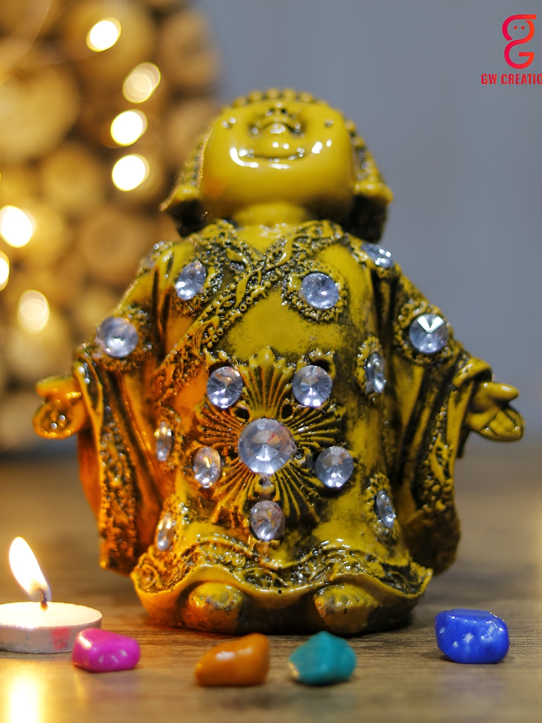 

GW CREATIONS Yellow Buddha Idol Showpiece