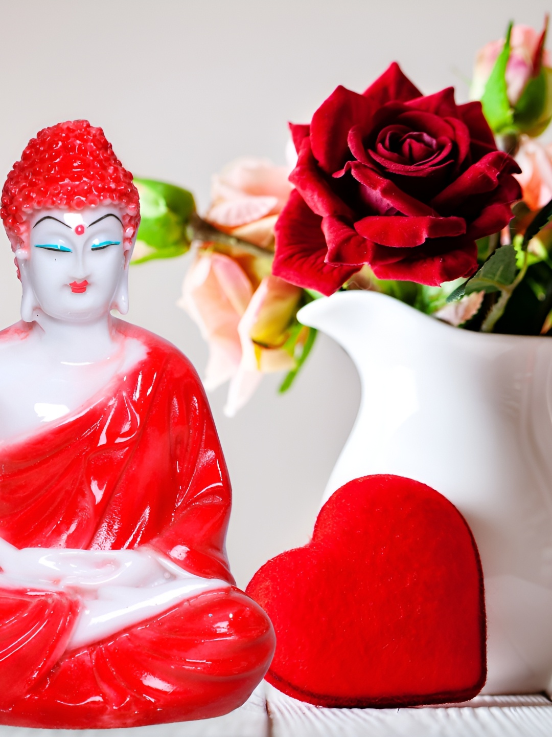 

GW CREATIONS Red & White Buddha Figurine Showpiece
