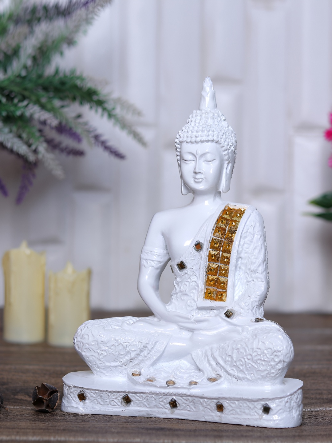 

GW CREATIONS White Medium Buddha Figurine Showpiece