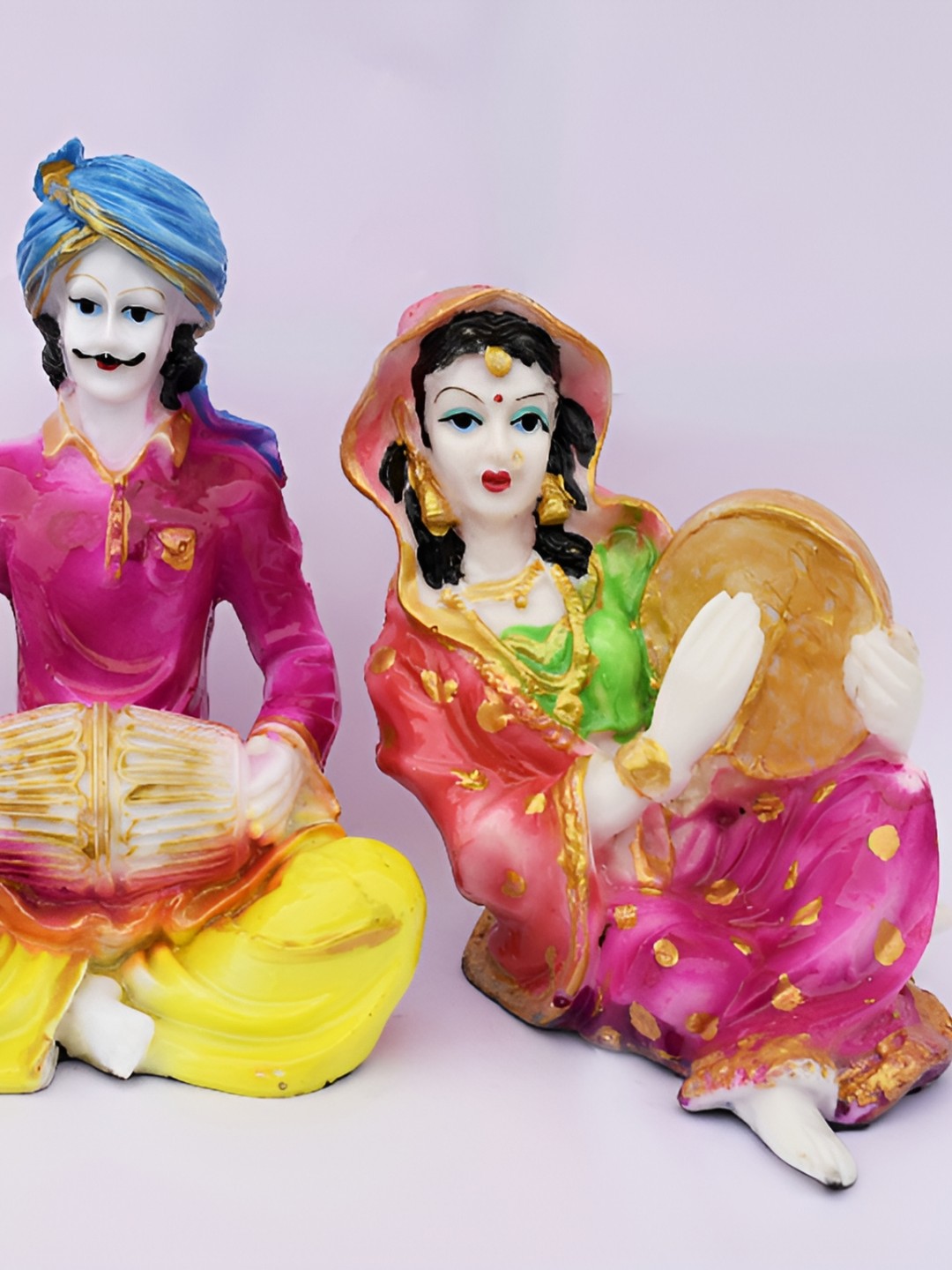 

GW CREATIONS Beige & Pink 2 Pcs Figurine Showpieces