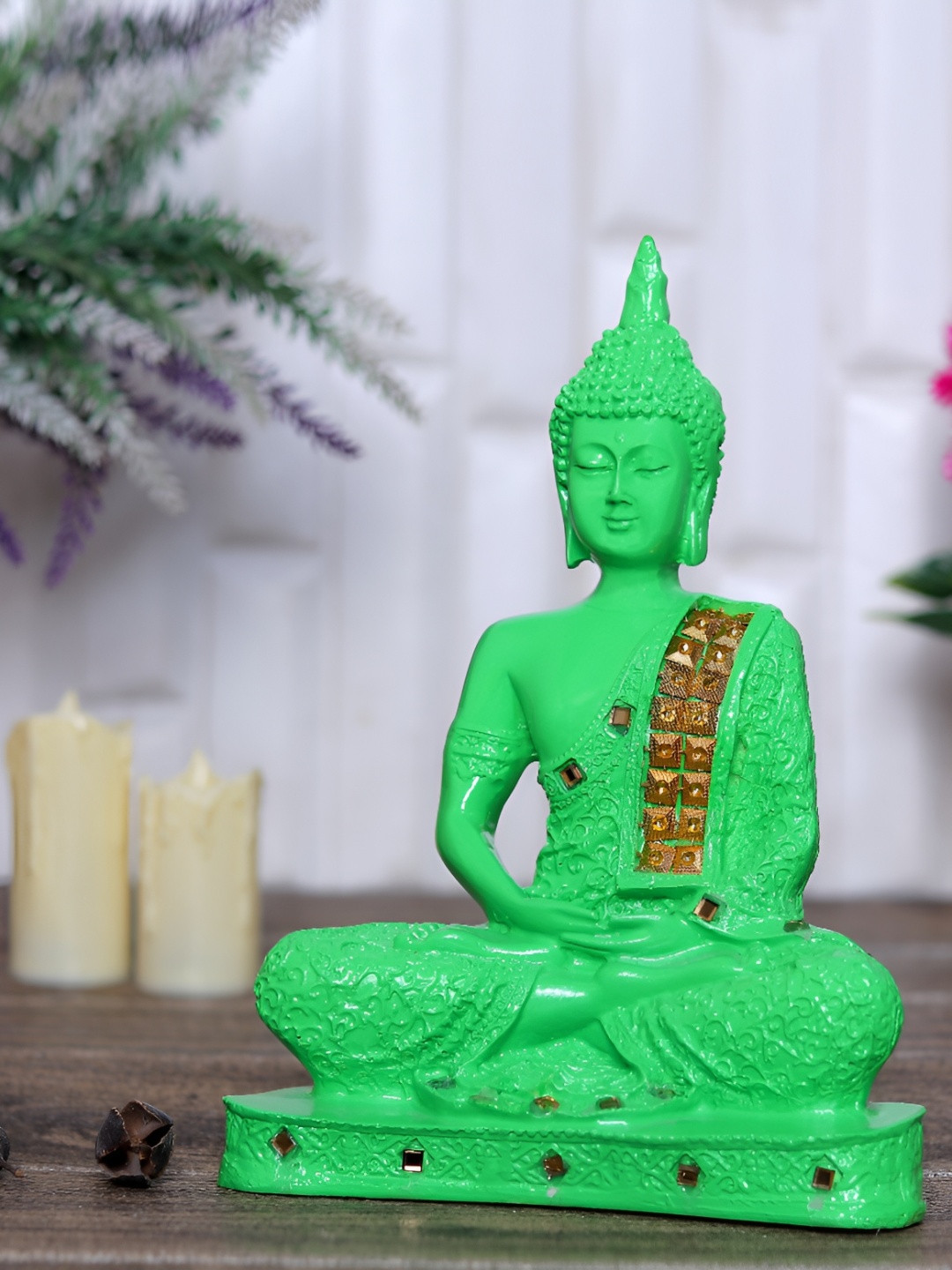 

GW CREATIONS Green BUddha Idol Showpiece