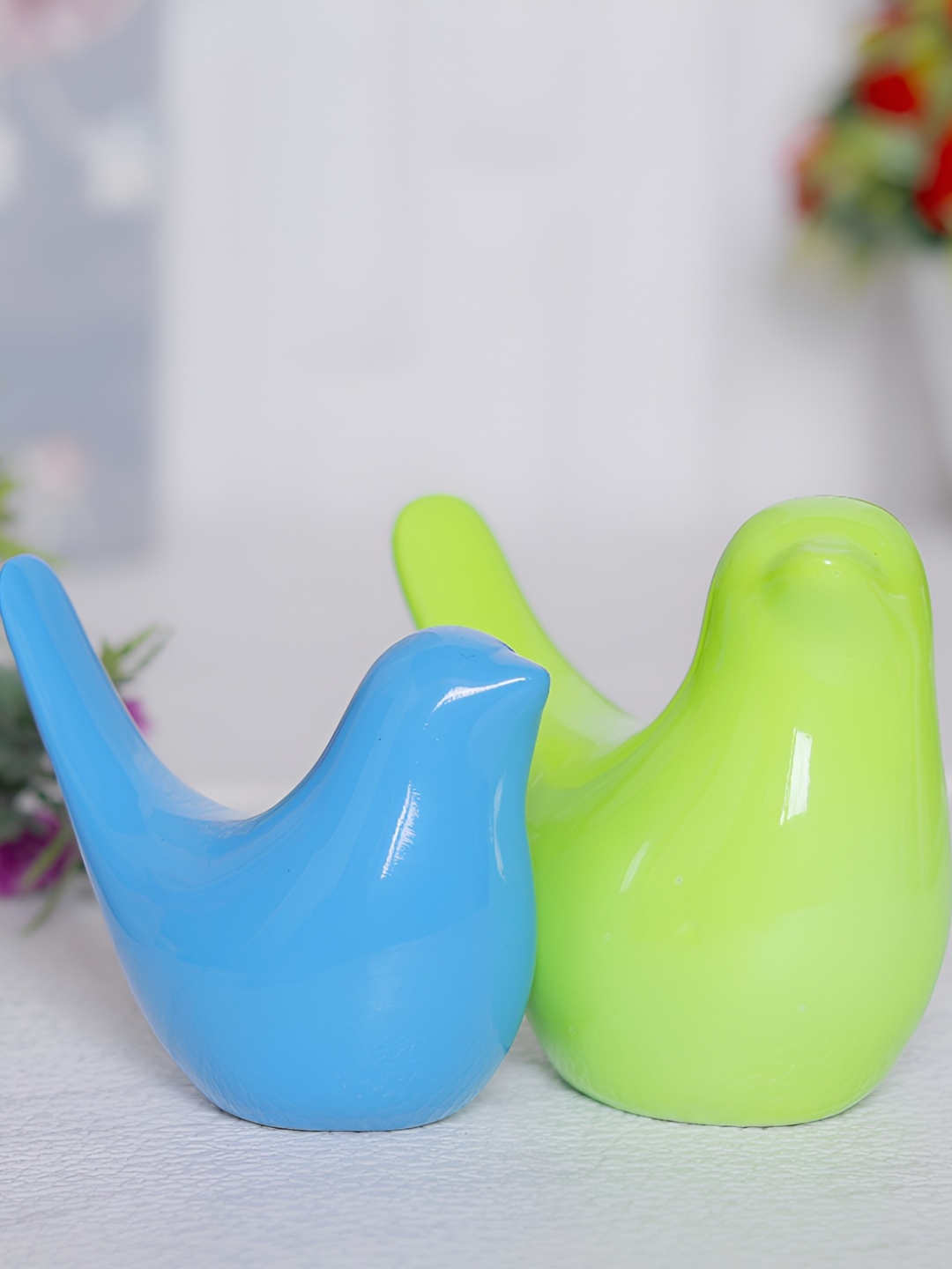 

GW CREATIONS Green & Blue 2 Pieces Birds Figurine Showpieces