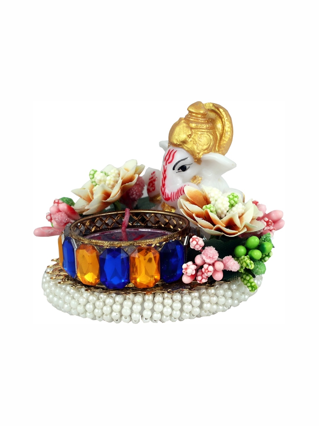 

GW CREATIONS White Marble Figurine Showpiece, Multi