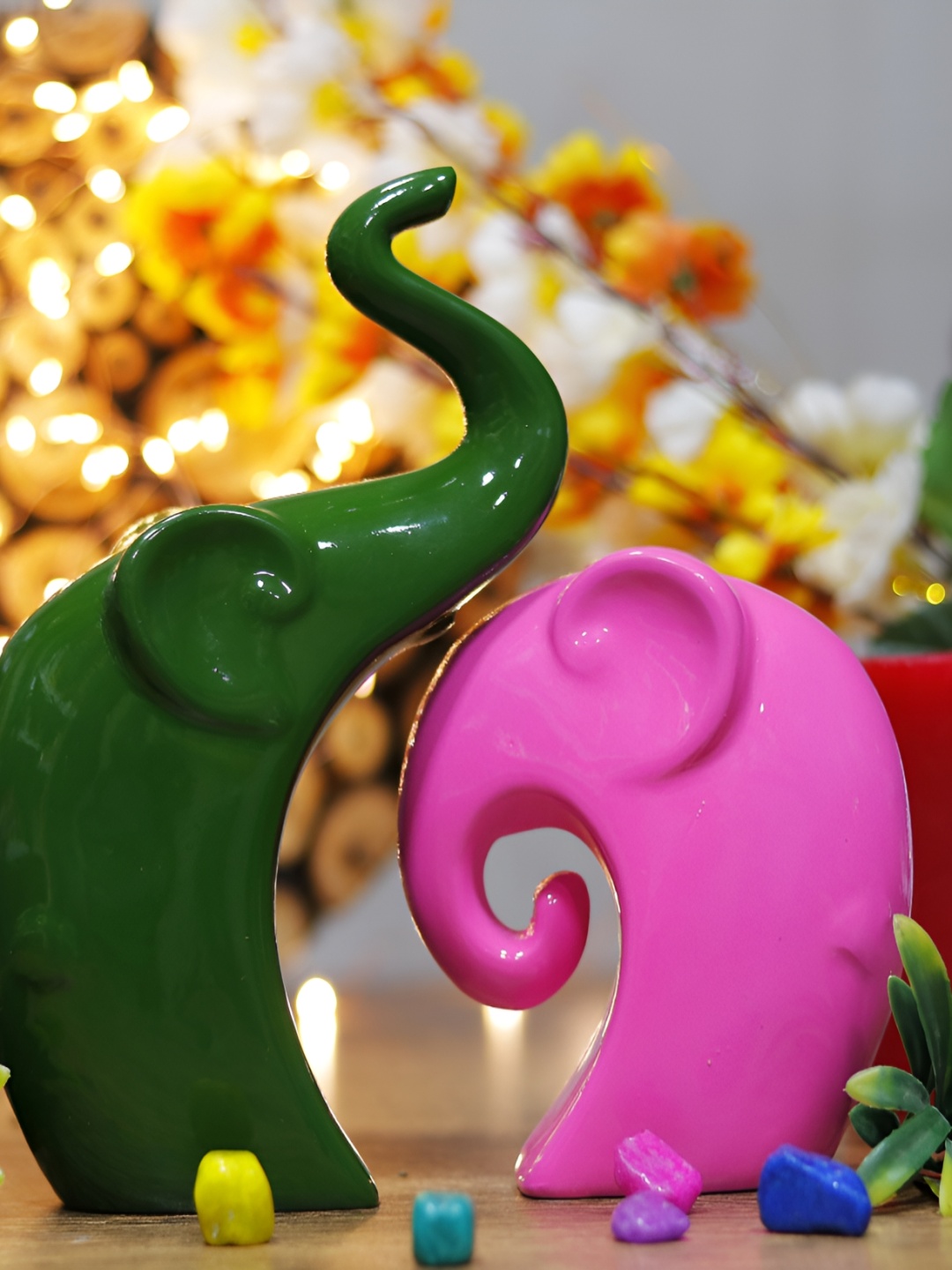 

GW CREATIONS Green 2 Pieces Fengshui Figurine Showpiece