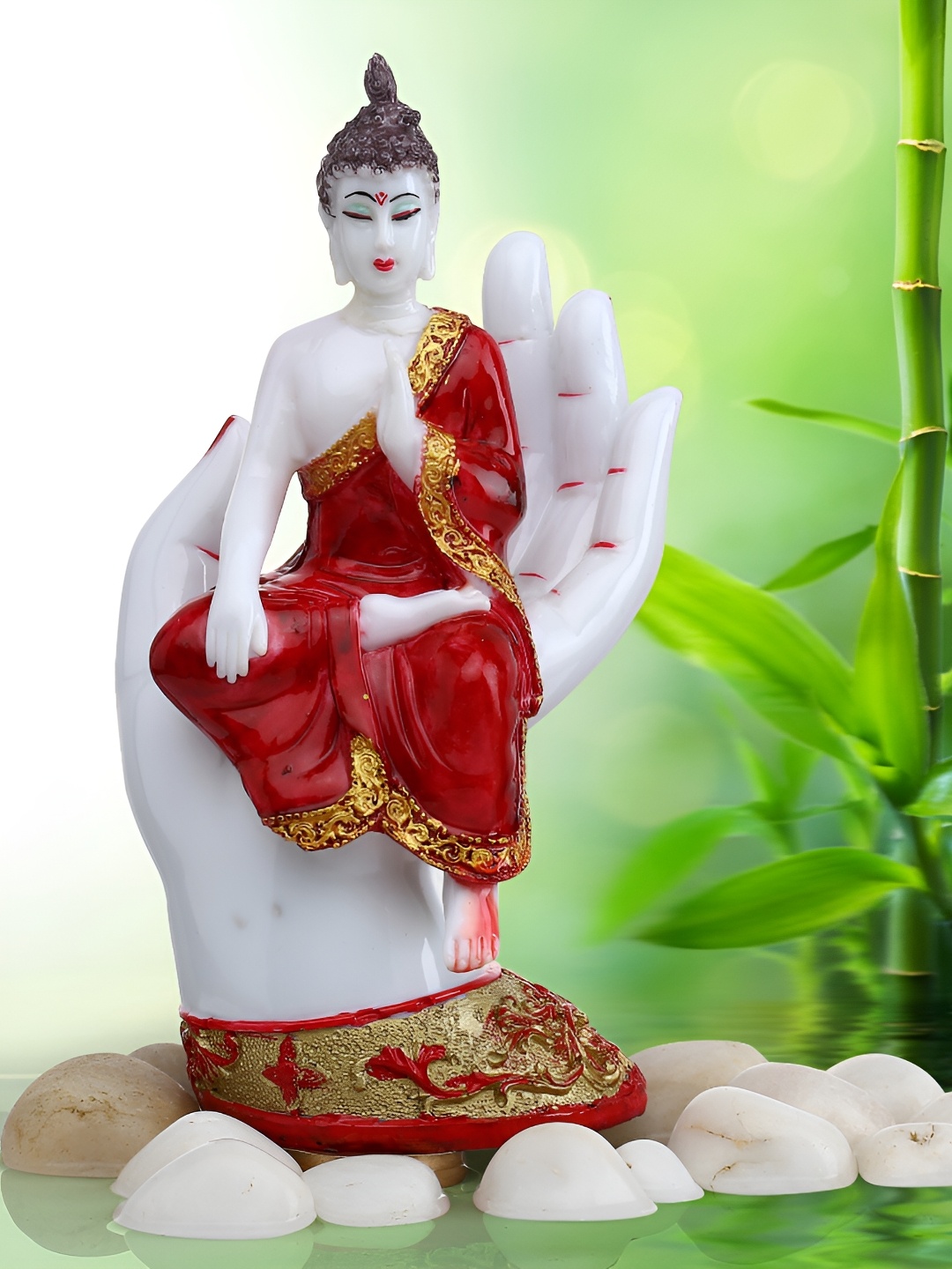 

GW CREATIONS Red Buddha Figurine Showpiece