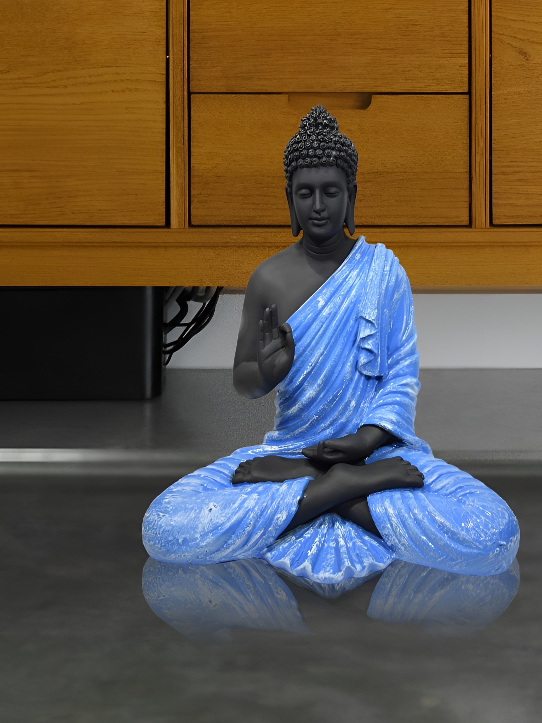 

GW CREATIONS Black & Blue Marble Buddha Idol Showpiece