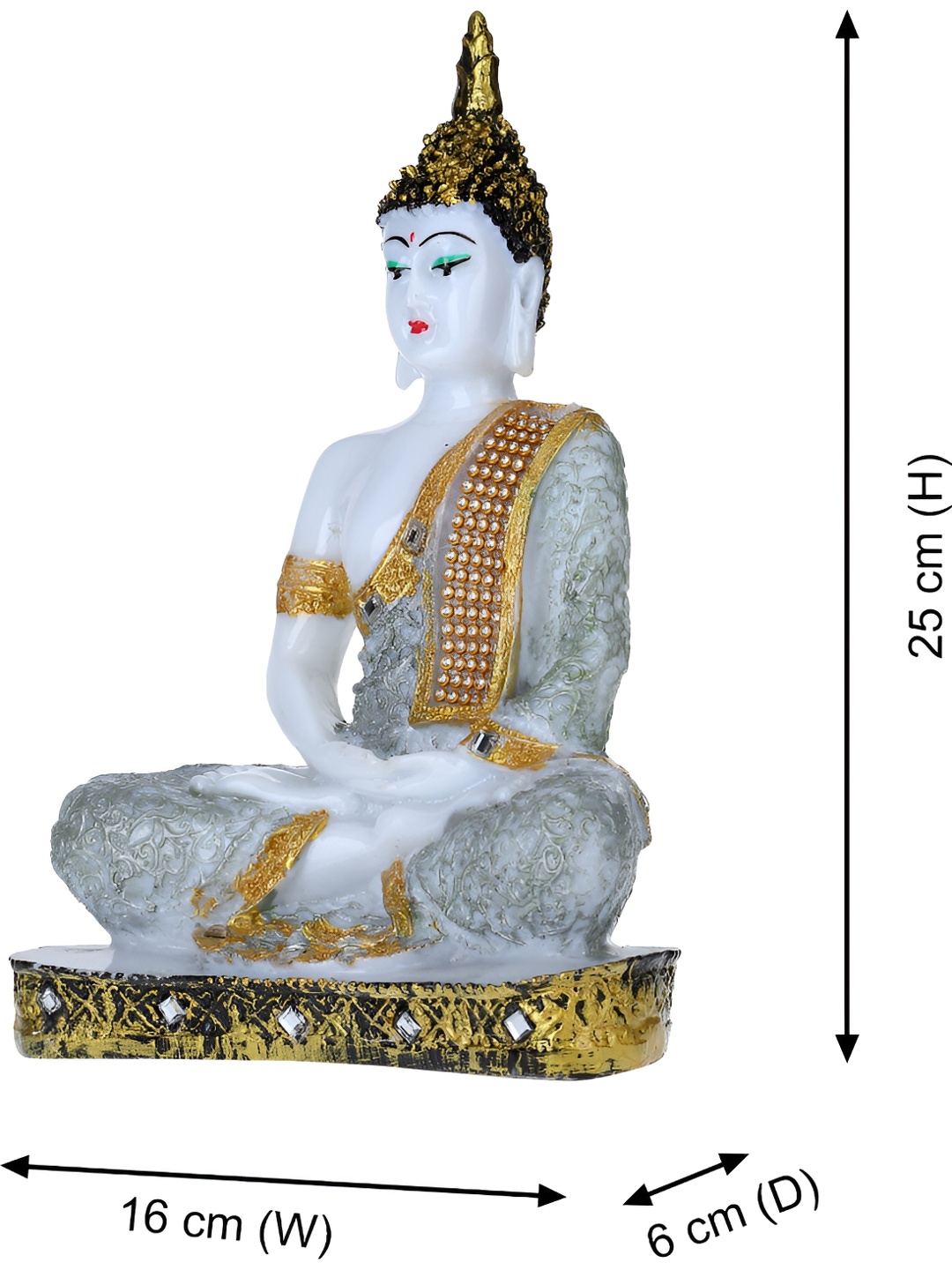 

GW CREATIONS Silver-Toned Medium Buddha Figurine Showpiece