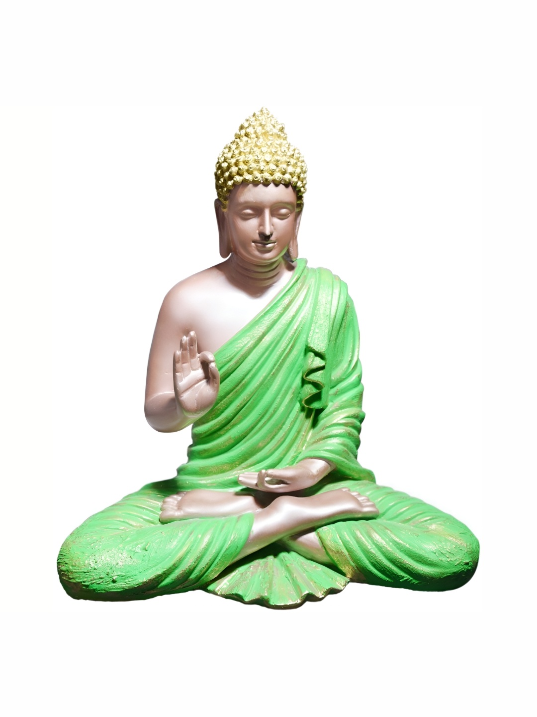

GW CREATIONS Cream & Green Buddha Idol Showpiece