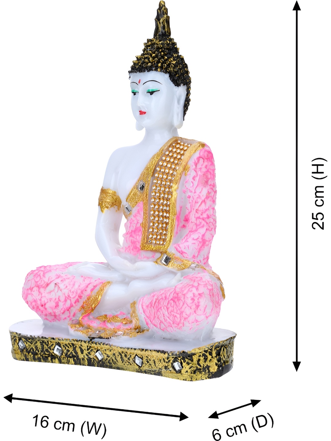 

GW CREATIONS White & Pink Medium Buddha Figurine Showpiece