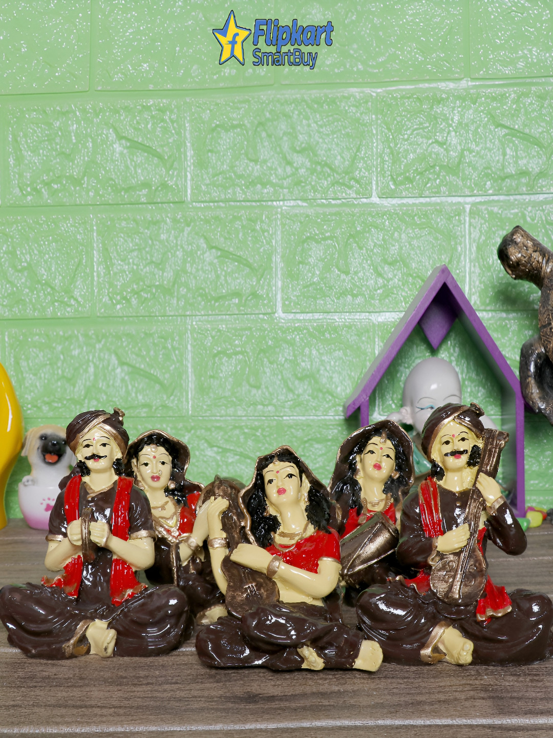 

GW CREATIONS Brown & Red 5 Pieces Figurine Showpieces