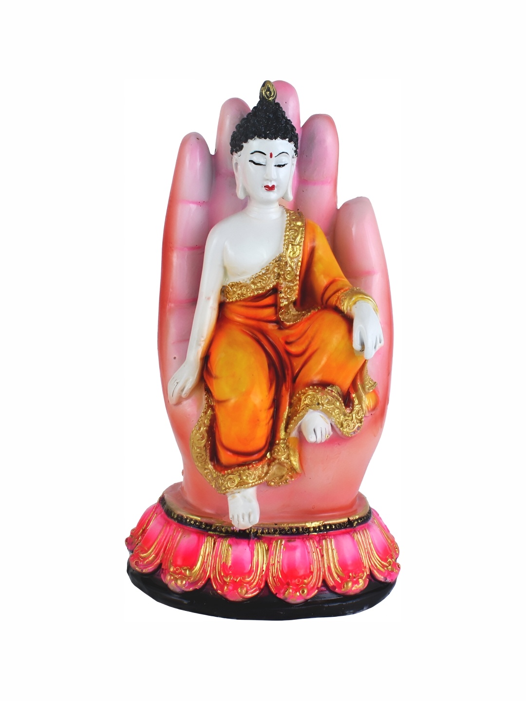 

GW CREATIONS White & Orange Tiny Buddha Figurine Showpiece