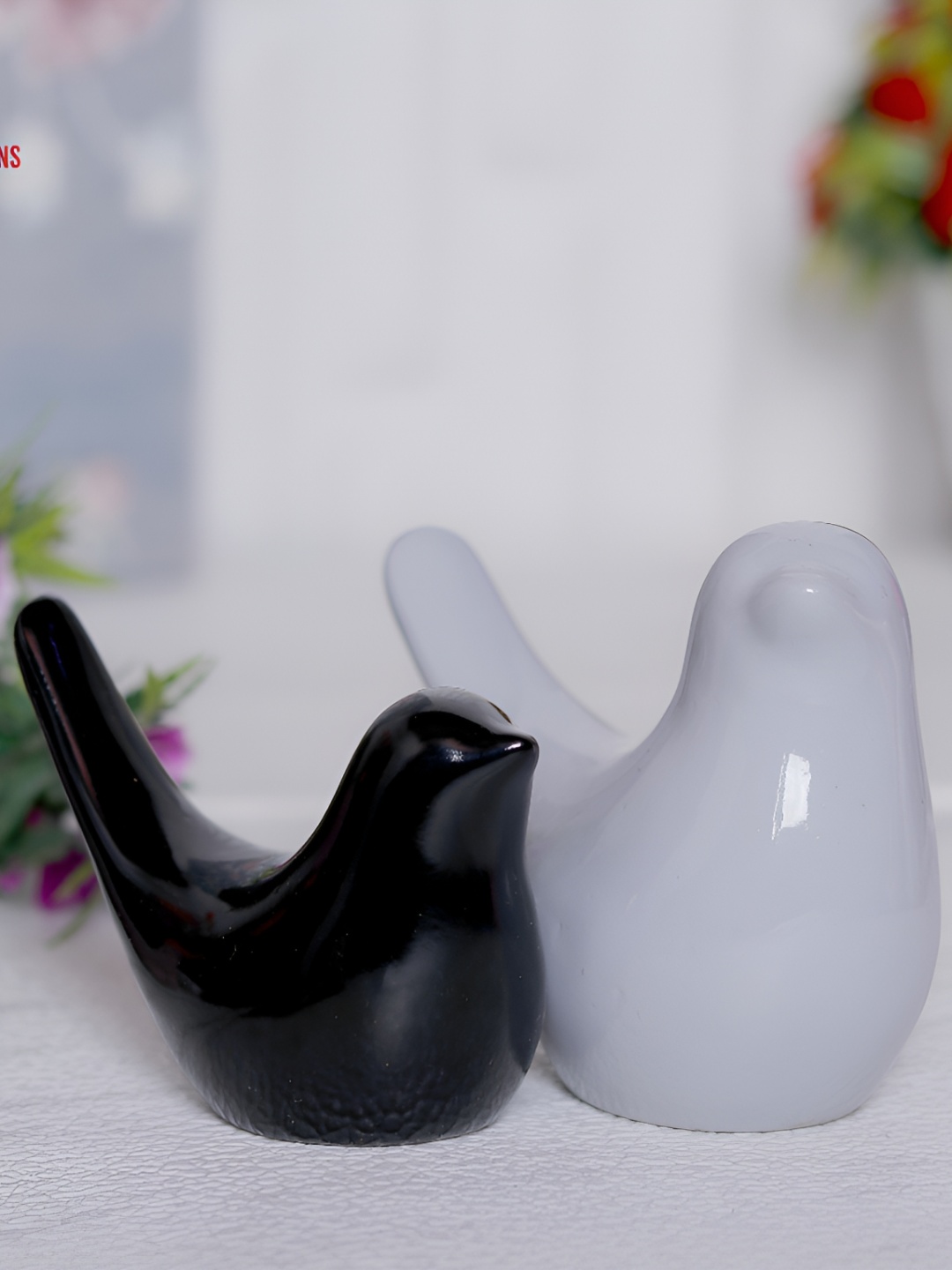 

GW CREATIONS Grey & Black 2 Pieces Figurine Showpiece