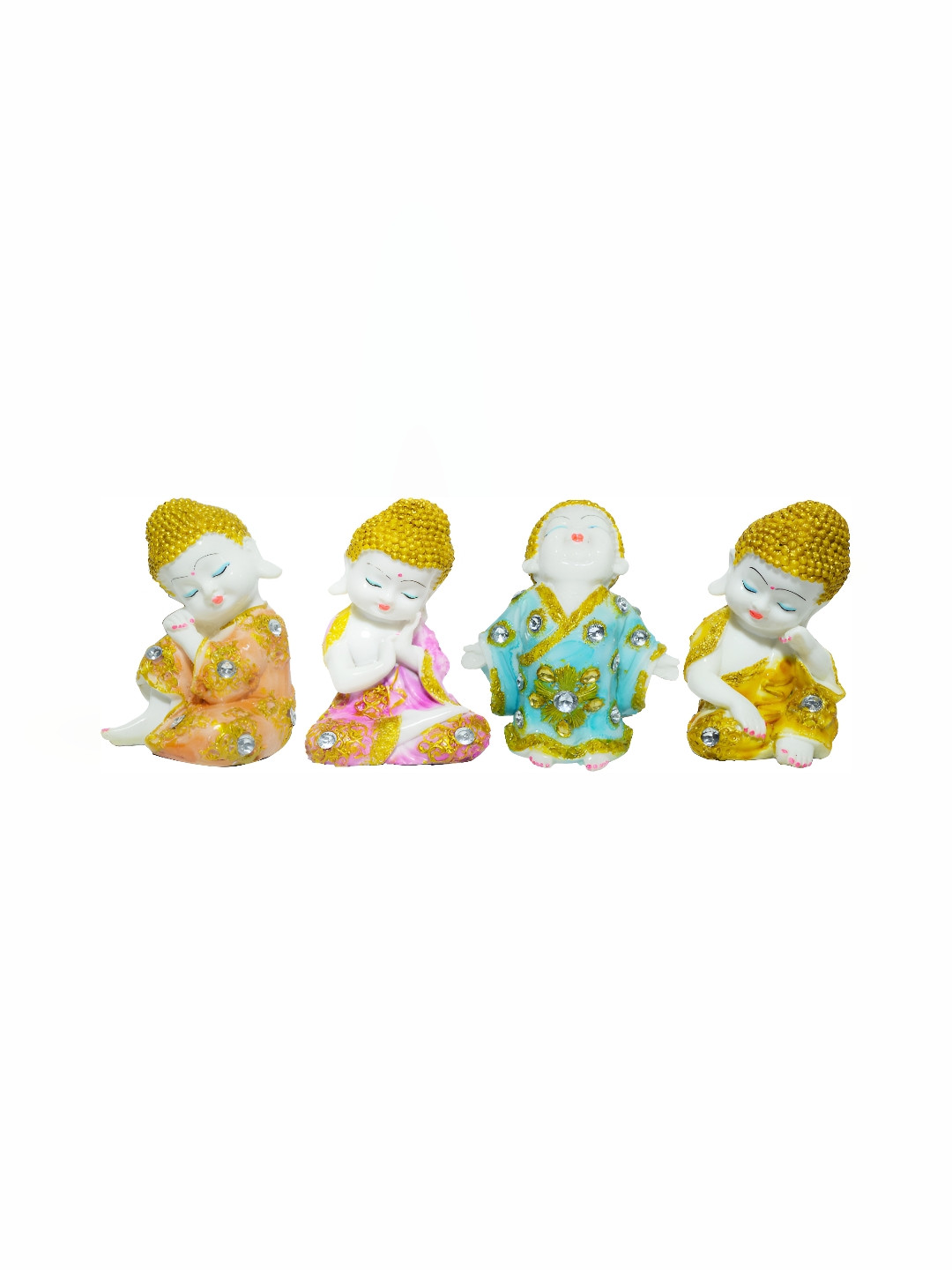 

GW CREATIONS Gold Toned 4 Pieces Buddha Figurine Showpieces