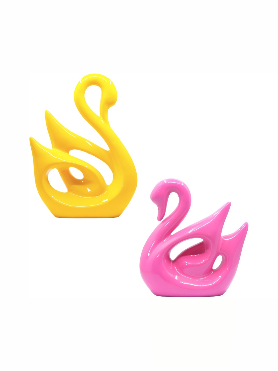 

GW CREATIONS Yellow & Pink 2 Pcs Figurine Showpieces