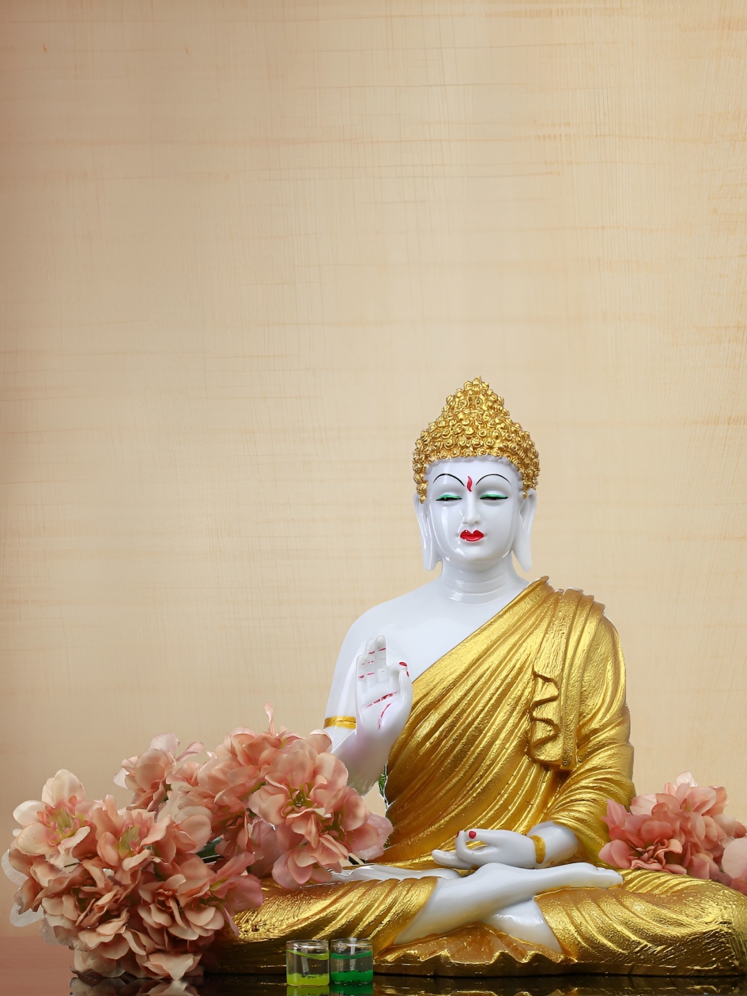 

GW CREATIONS Gold-Toned Buddha Marble Figurine Showpiece