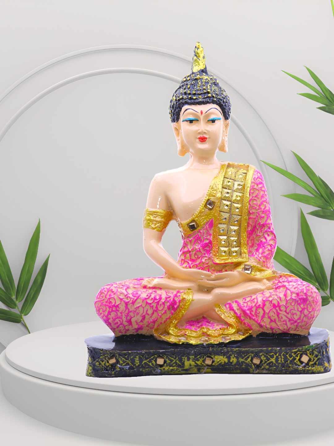 

GW CREATIONS Cream & Pink Buddha Idol Showpiece