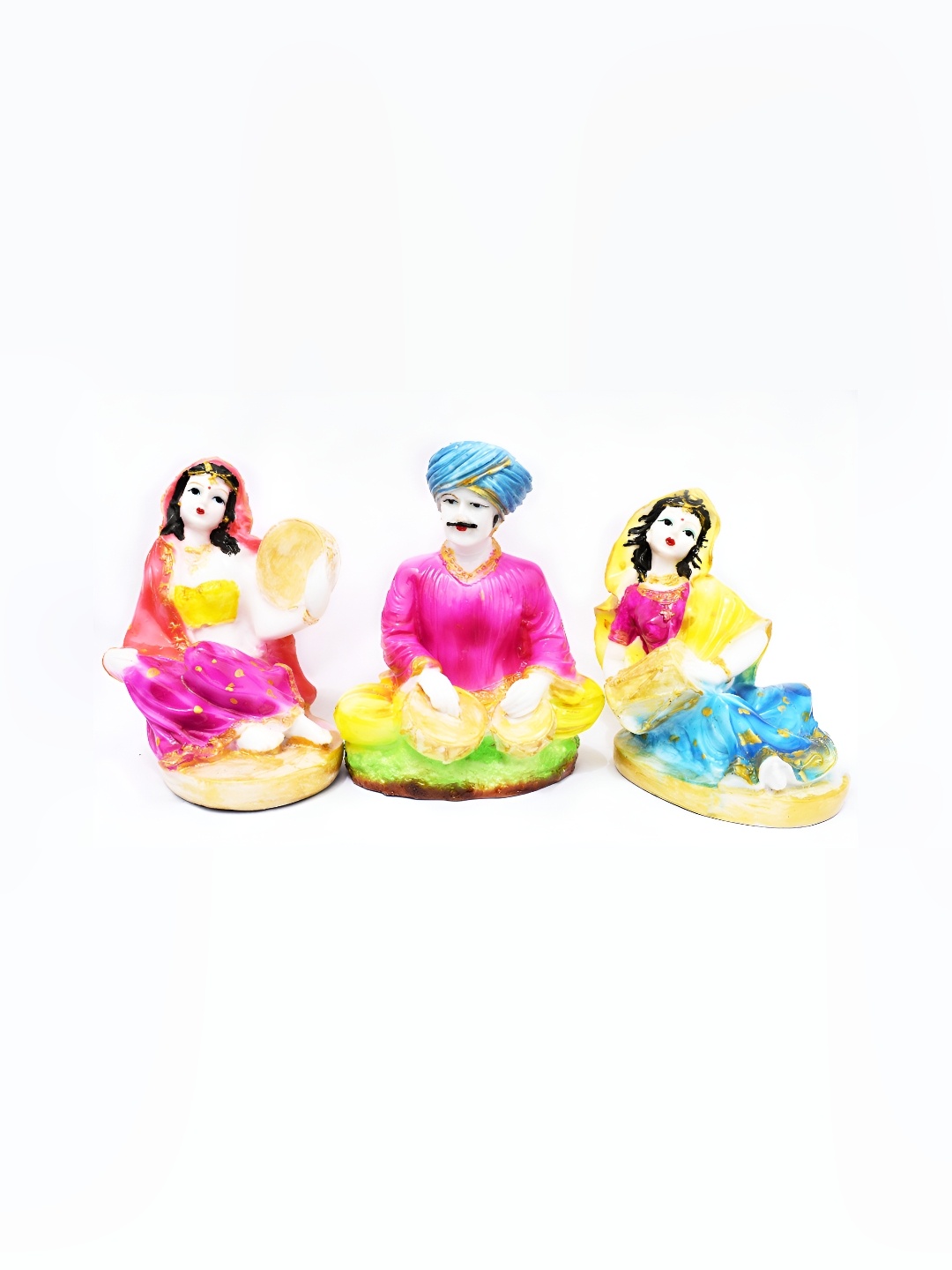 

GW CREATIONS White & Pink 3 Pieces Figurine Showpiece