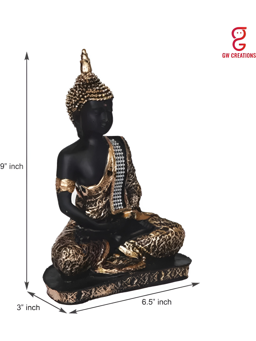 

GW CREATIONS Black & Gold Toned Buddha Idol Showpiece