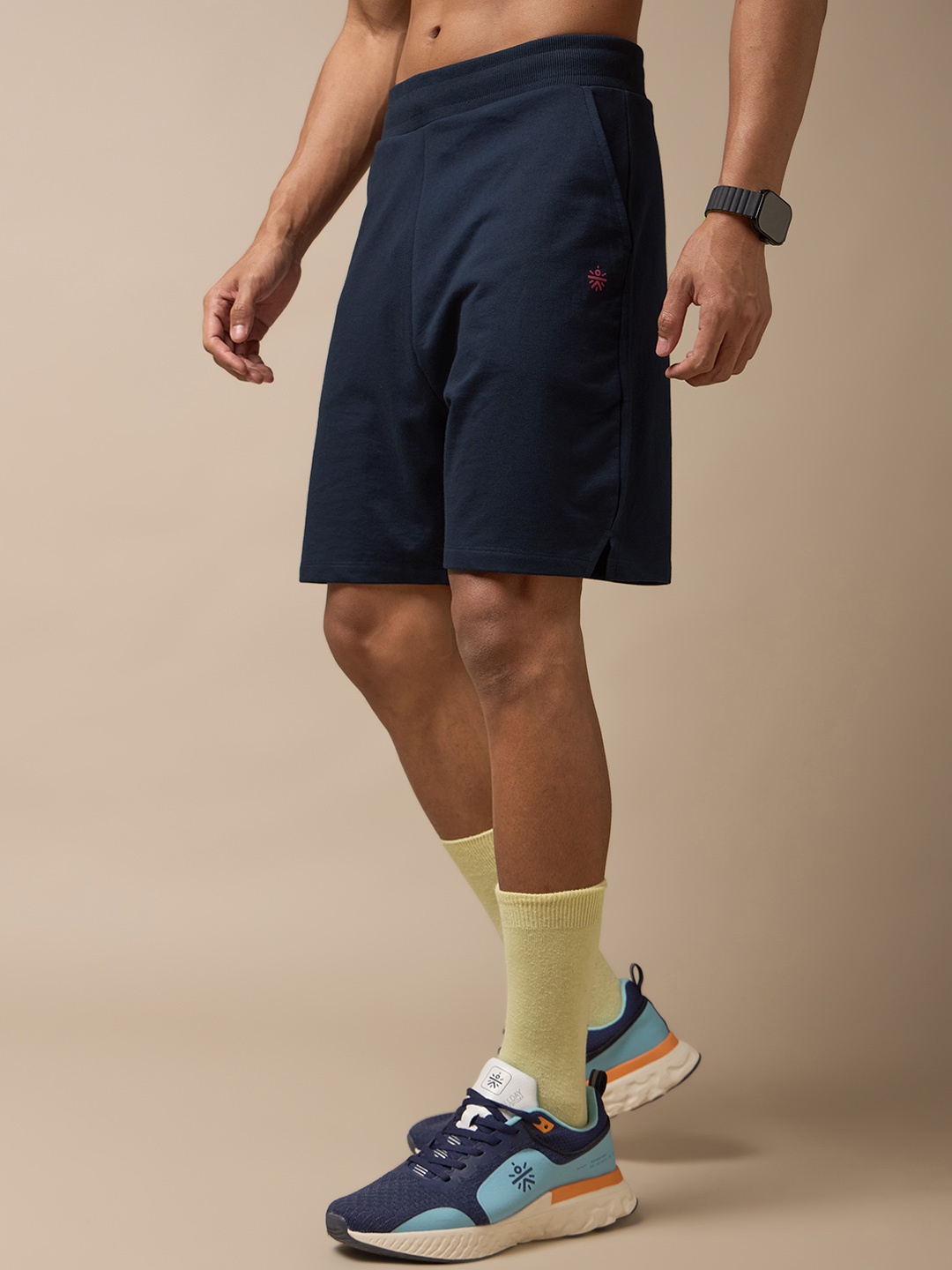 

CULT Men Mid-Rise Training Sports Shorts, Navy blue