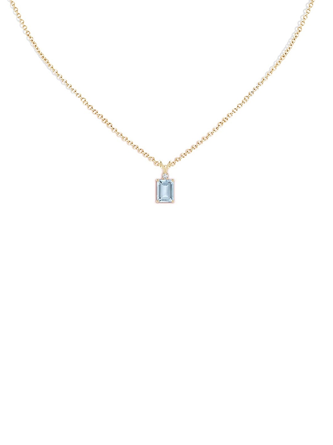 

Angara 14KT Yellow Gold Emerald-Cut Aquamarine Solitaire Pendant with Diamond