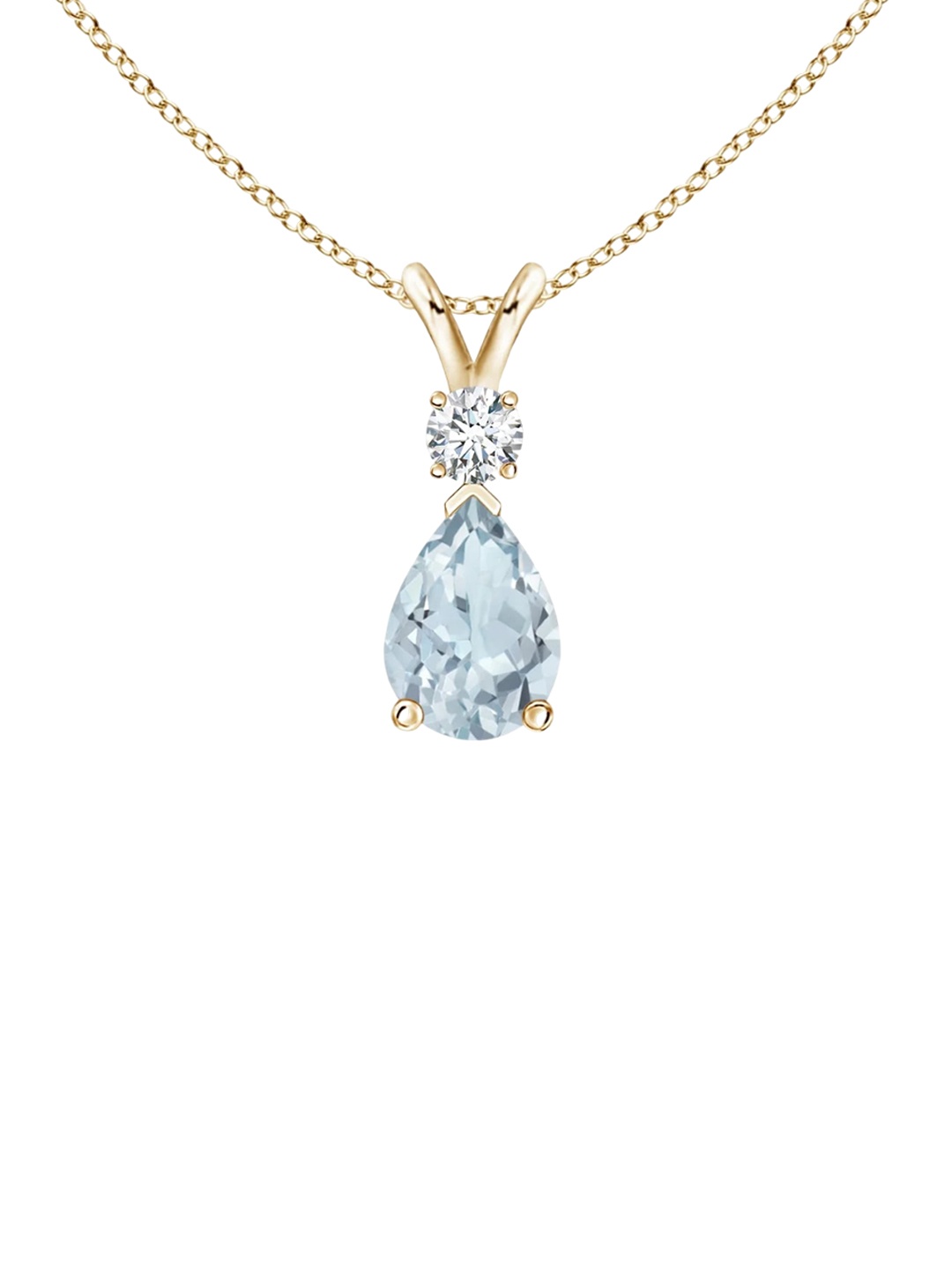 

Angara 14KT Yellow Gold Aquamarine Teardrop Pendant with Diamond