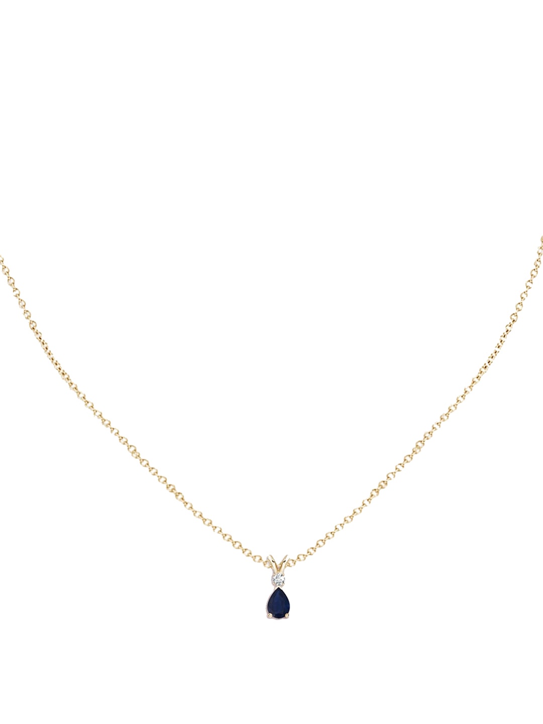 

Angara 14KT Yellow Gold Blue Sapphire Teardrop Pendant with Diamond