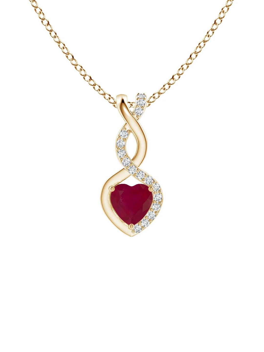 

Angara 14KT Yellow Gold Ruby Infinity Heart Pendant with Diamonds