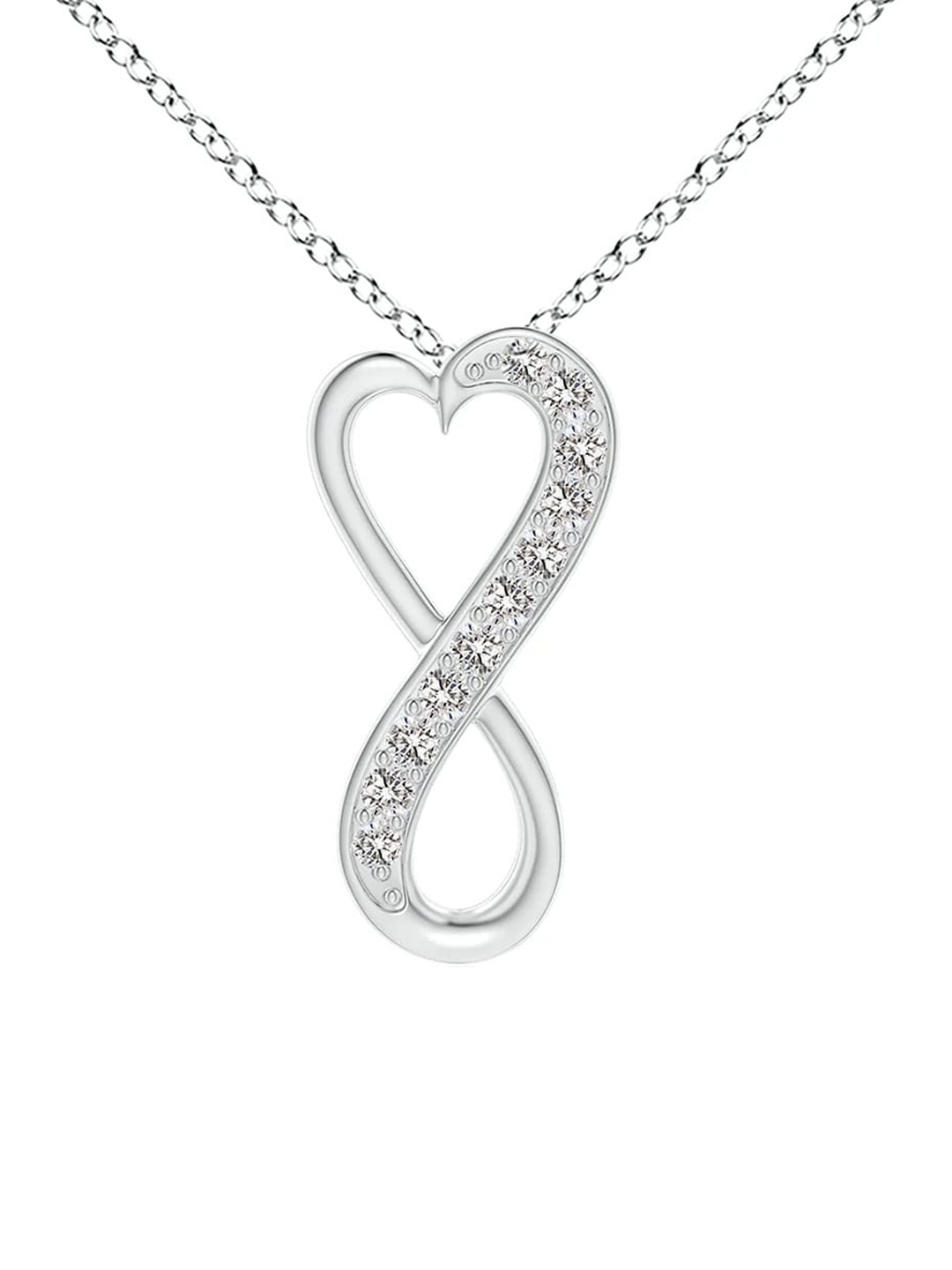 

Angara 14KT White Gold Pave-Set Natural Diamond Infinity Heart Pendant, Silver