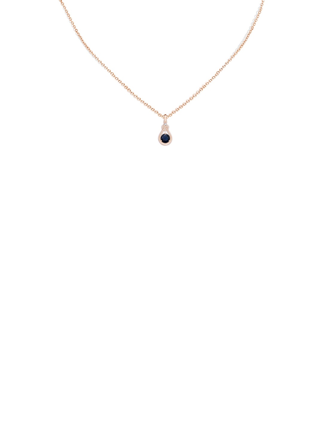 

Angara 14KT Rose Gold Sapphire Knotted Heart Pendant with Diamond