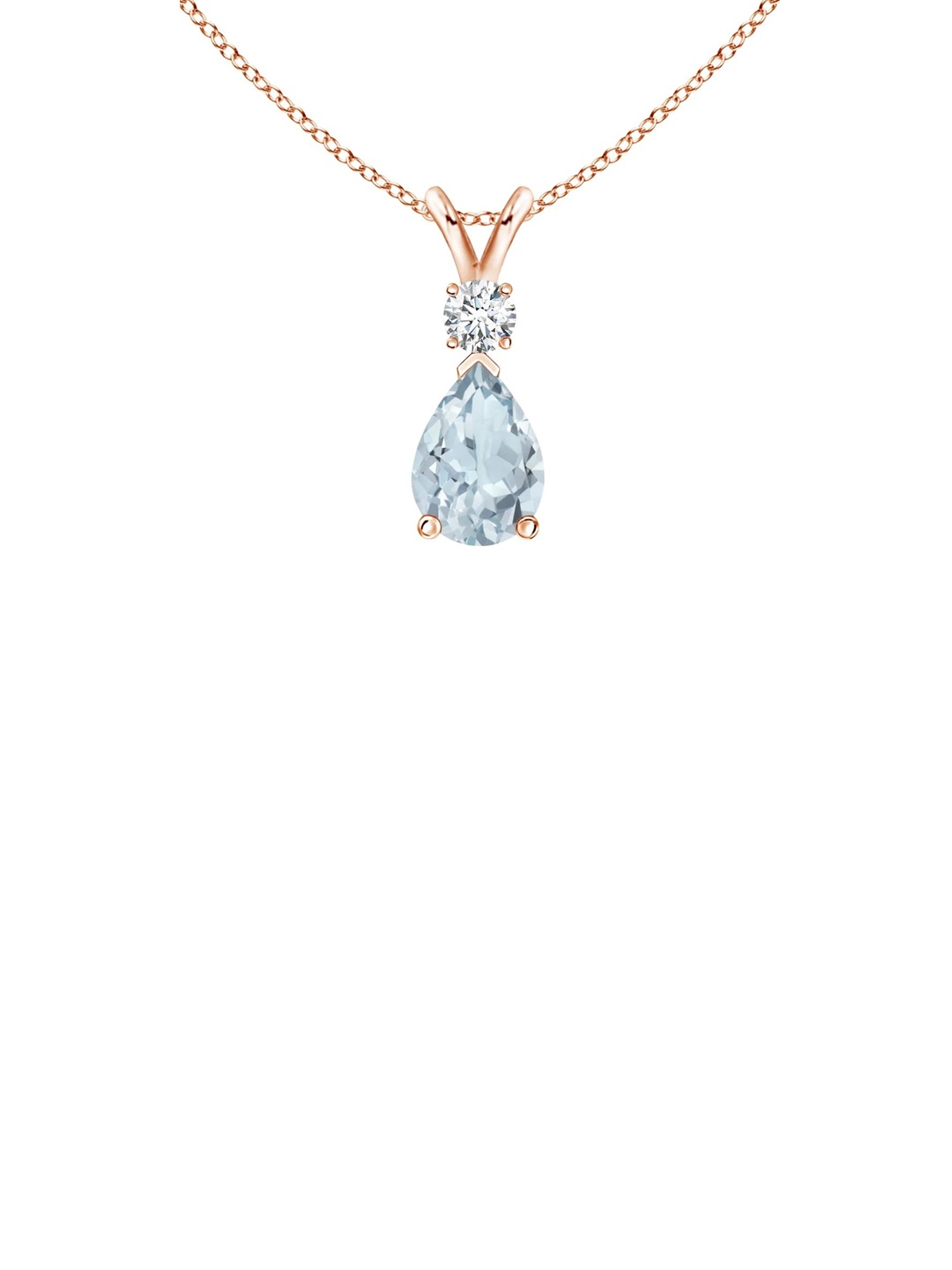 

Angara 18KT Rose Gold Aquamarine Teardrop Pendant with Diamond