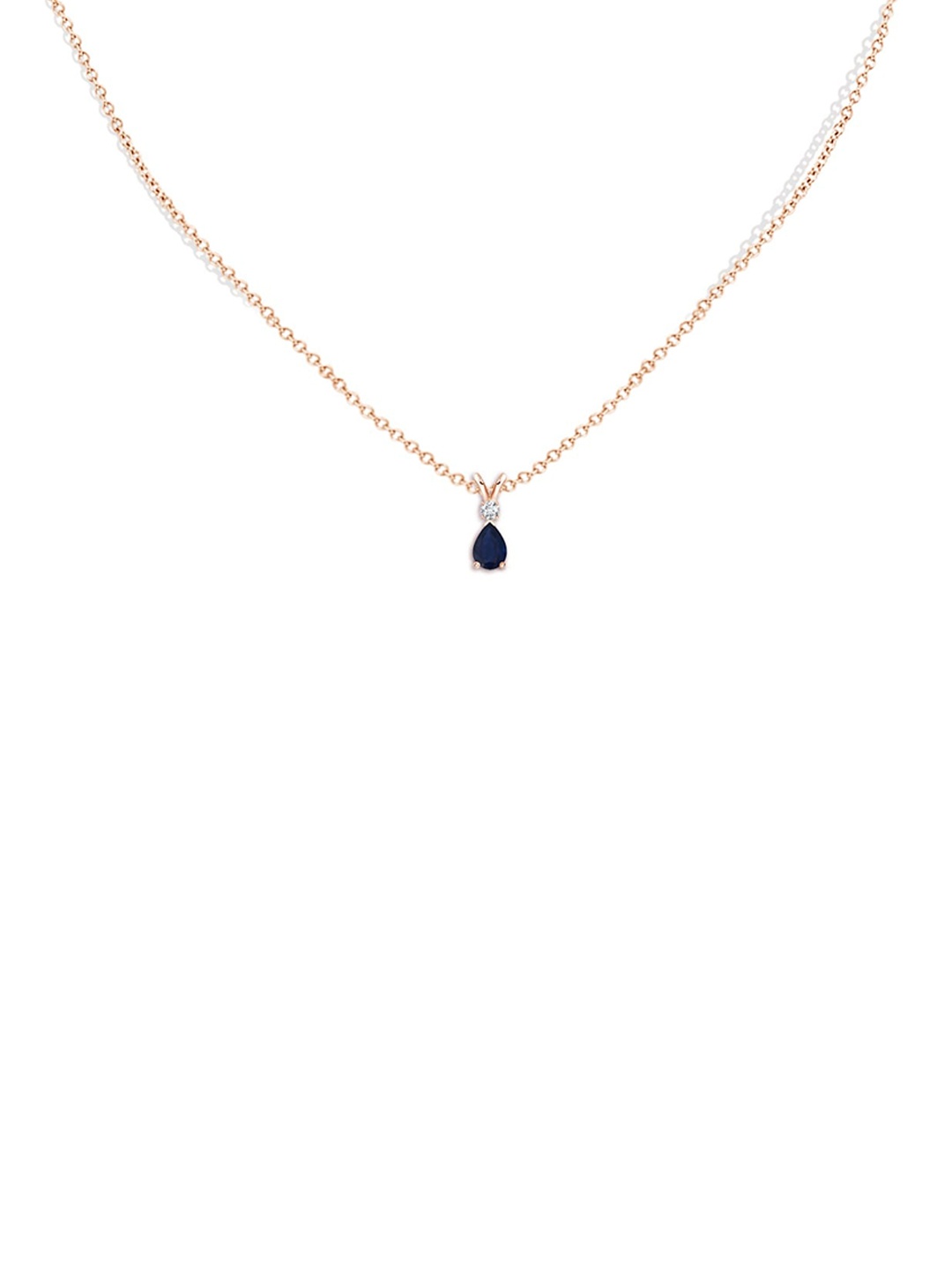 

Angara 18KT Rose Gold Blue Sapphire Teardrop Pendant with Diamond