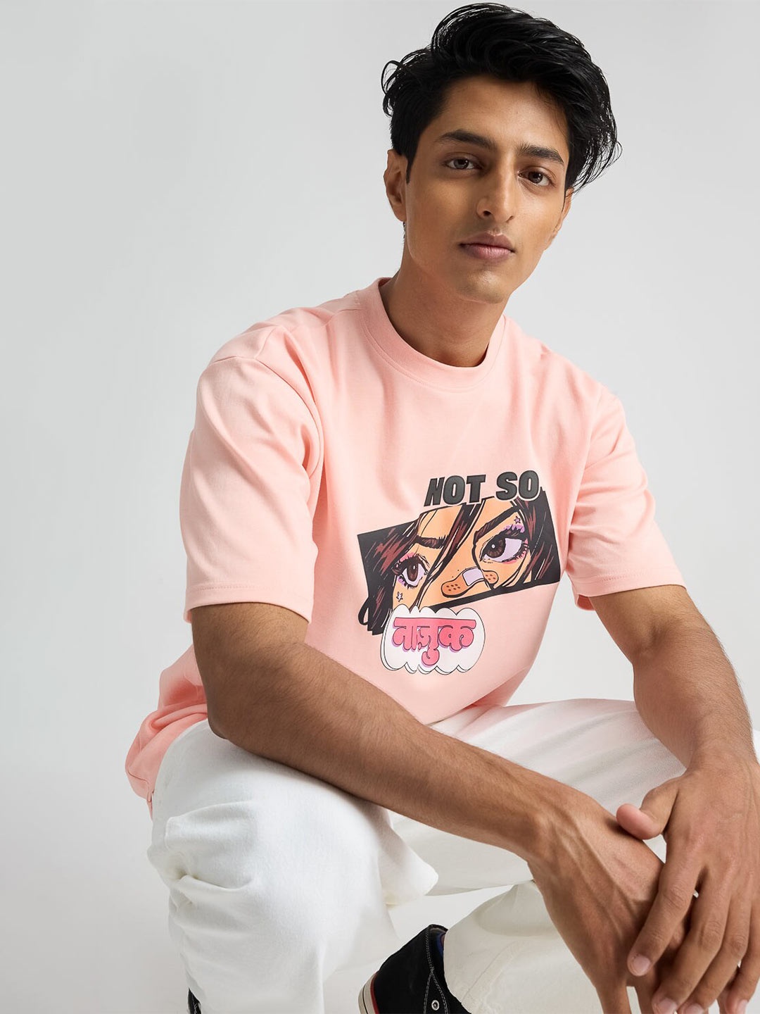 

FREAKINS Round Neck Printed Cotton T-shirt, Pink
