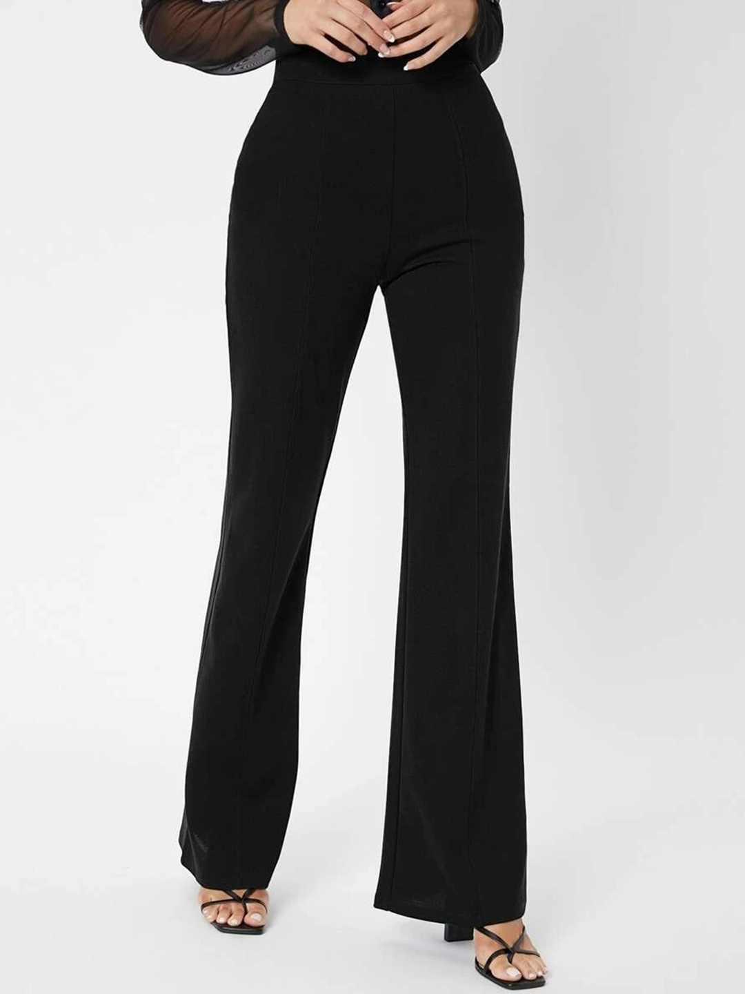 

Stylecast X Slyck Women Comfort Fit Wrinkle Free Trousers, Black